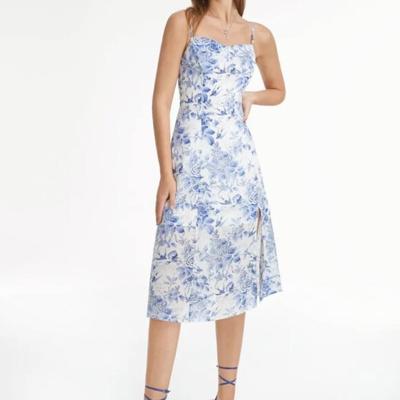 Commense Sweetheart Cloud Floral Slit Strap Dress - Fits 10/12 - Picture 4 of 7